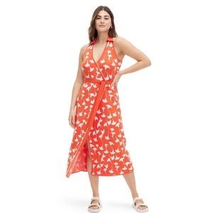 Collared Sleeveless Ginkgo Cherry Tomato Sweaterknit Midi Wrap
Dress DVFxTarget